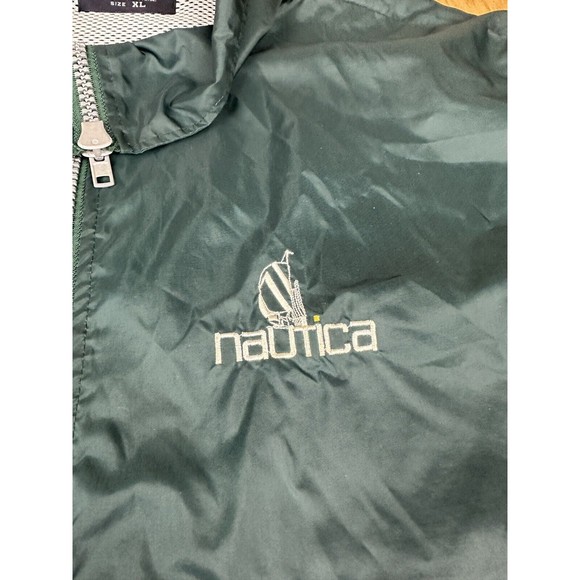 Vintage 90s Nautica made USA , Green Windbreaker Sailboat Big‎ Logo Size XL - Picture 2 of 16